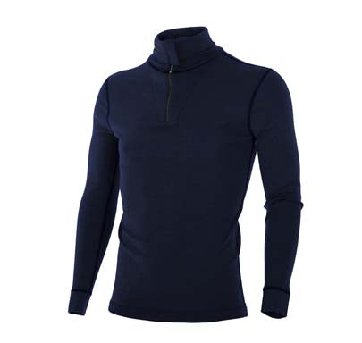 Vernetøy, Classic Brynje Zip Polo, ull, blå med hals og glidelås