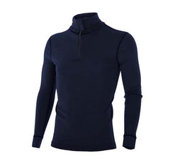 Vernetøy, Classic Brynje Zip Polo, ull, blå med hals og glidelås