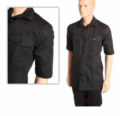 Feierskjorte, kort arm, sort knapp