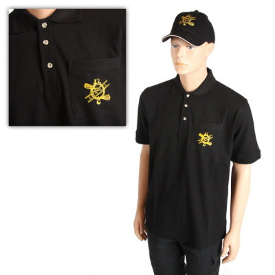 Tennisskjorte med lomme og faglogo, pique, svart